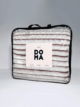 Плед велсофт Все ДOMA/Vse DOMA полоса 2,5 см, шиншилла, корич.-белый, чемодан