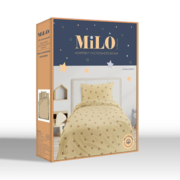 КПБ Milo by Fine Line Поплин 64008-2 Лапки на бежевом