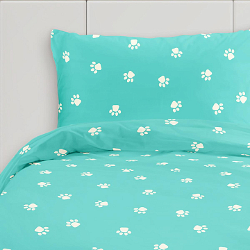 КПБ Milo by Fine Line Поплин 64008-1 Лапки на бирюзовом