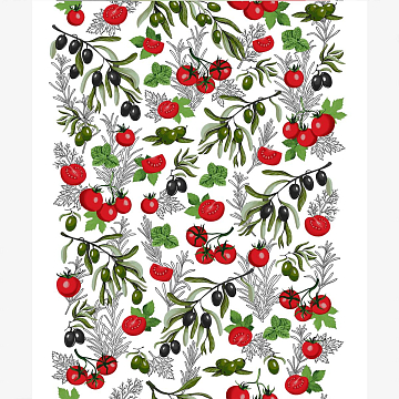 Полотно вафельное 50 см наб 62138-1 Помидоро на белом