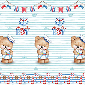 Перкаль 150 см наб 8797-1 Мишка-морячок