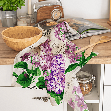 Полотно вафельное 50 см наб 29273-1 Сиреневый букет