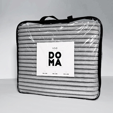 Плед велсофт Все ДOMA/Vse DOMA полоса 1 см., цвет шиншилла, чемодан