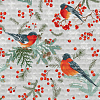 Полотно вафельное 50 см наб 62059-2 Снегири на сером