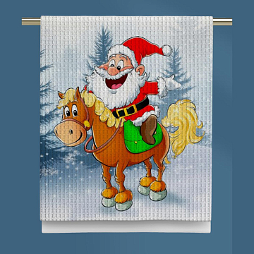Полотенце вафельное Все ДOMA/Vse DOMA 60328-1 Веселый Дед Мороз