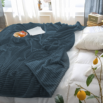 Плед велсофт Все ДOMA/Vse DOMA полоса 1 см., цвет синий, ролик