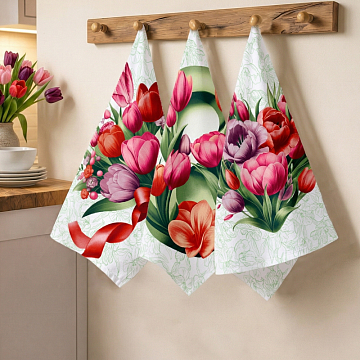 Рогожка 150 см наб арт. 904 29480-1 Розовые тюльпаны