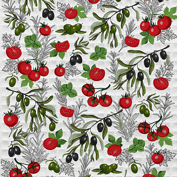Полотно вафельное 50 см наб 62138-1 Помидоро на белом