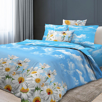 Бязь наб 220 см Премиум 11733-1 Воздушные ромашки