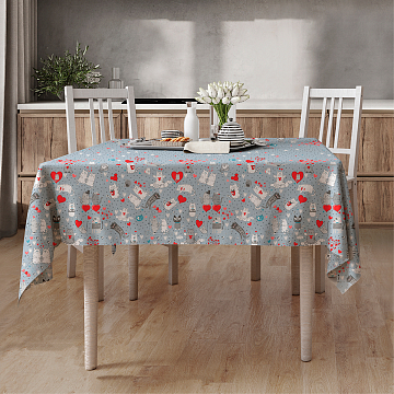 Скатерть рогожка Fine Line 62014-3 Влюбленные котики