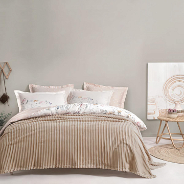 Плед велсофт Все ДOMA/Vse DOMA полоса 1 см., цвет какао, ролик