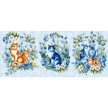 Рогожка 150 см наб арт. 904 29352-1 Декоративные котики