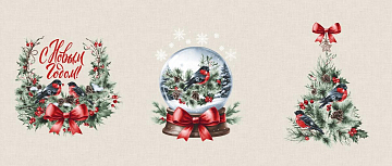 Рогожка 150 см наб арт. 904 29391-1 Новогодние снегири