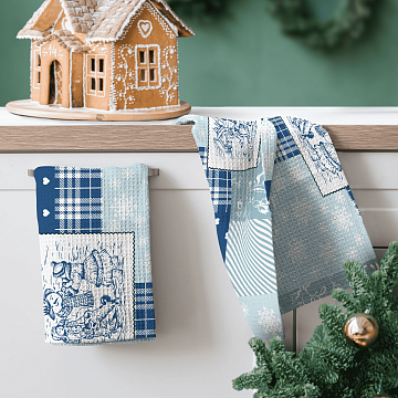 Полотно вафельное 150 см наб 29393-2 Новогодний пэчворк