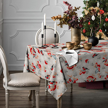 Рогожка 150 см наб арт. 904 29386-1 Снегири и рябина