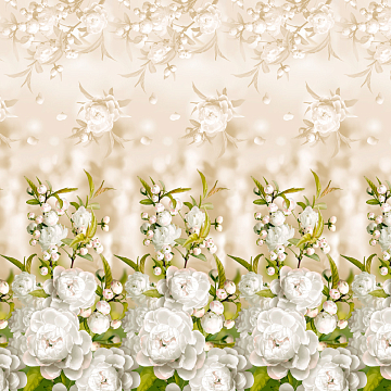 Бязь наб 220 см Премиум 6321-1 Белые бутоны