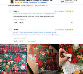 Ткань для шитья вафельное полотно 50х220 см Новый год