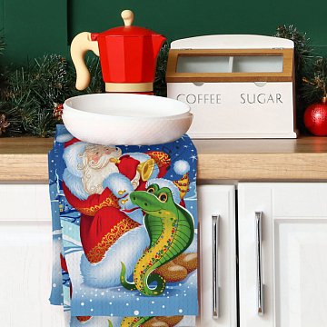 Полотно вафельное 50 см наб 29279-1 Новогодняя музыка