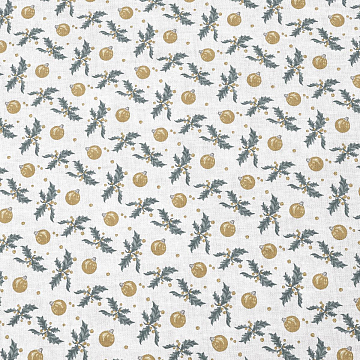 Рогожка 150 см наб арт. 904 40602-3 Елочные золотые игрушки №1 бежевый