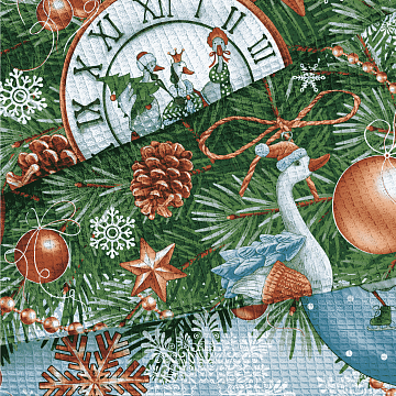 Полотно вафельное 150 см наб 29388-1 Новогодние гуси