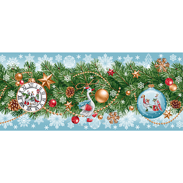 Полотно вафельное 150 см наб 29388-1 Новогодние гуси