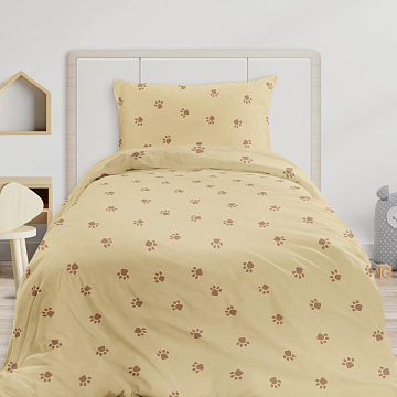 КПБ Milo by Fine Line Поплин 64008-2 Лапки на бежевом