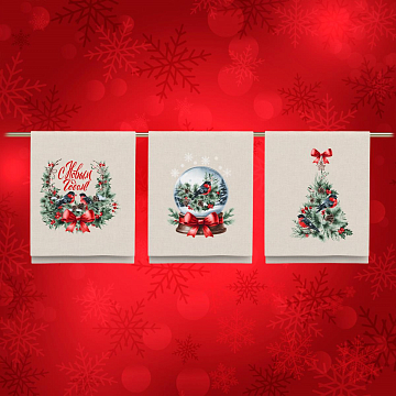 Рогожка 150 см наб арт. 904 29391-1 Новогодние снегири