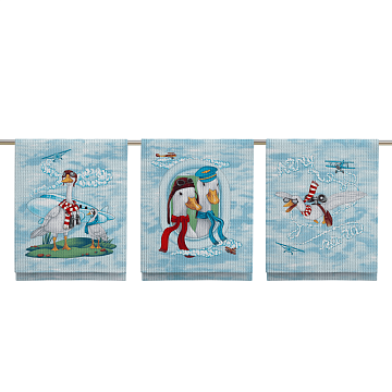 Полотно вафельное 150 см наб 29357-1 Гуси-пилоты