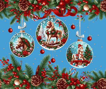 Полотно вафельное 50 см наб 29402-1 Лошадки на удачу