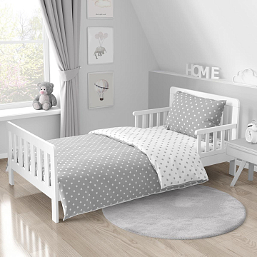 Перкаль 150 см наб 64017-2 Белые звезды на сером