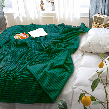 Плед велсофт Все ДOMA/Vse DOMA полоса 1 см., цвет изумрудный, ролик