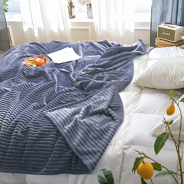 Плед велсофт Все ДOMA/Vse DOMA полоса 1 см., цвет сине-серый, ролик