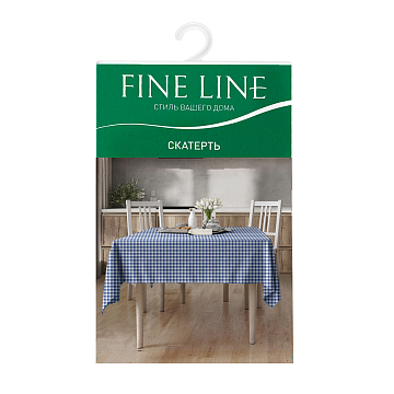 Скатерть рогожка Fine Line 62065-1 Синяя клетка