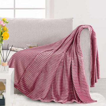 Плед велсофт Все ДOMA/Vse DOMA полоса 1 см., цвет брусника, ролик