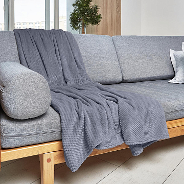 Плед велсофт Все ДOMA/Vse DOMA пиноли, цвет сине-серый