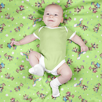 Фланель 90 см наб 64024-1 Радужные жирафики зеленый