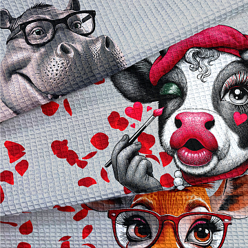 Полотно вафельное 150 см наб 29481-1 Любовь