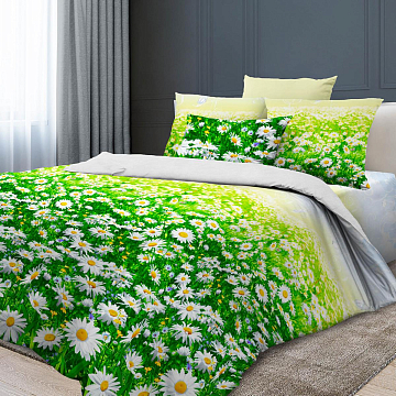 Бязь наб 220 см Премиум 6291-1 Ромашковое поле