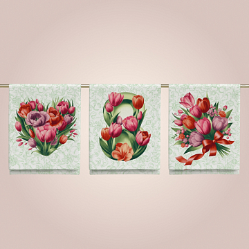 Рогожка 150 см наб арт. 904 29480-1 Розовые тюльпаны