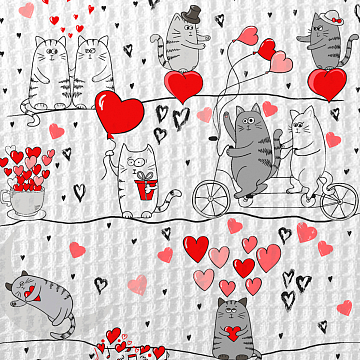 Скатерть рогожка Fine Line 62014-3 Влюбленные котики