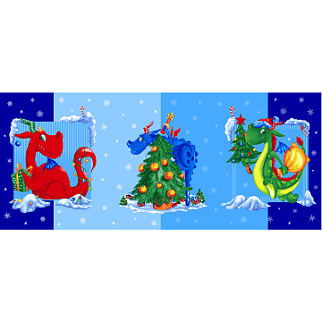 Полотно вафельное 150 см 29213-1 Веселые драконы