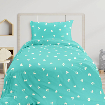 КПБ Milo by Fine Line Поплин 64008-1 Лапки на бирюзовом