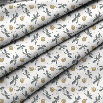 Рогожка 150 см наб арт. 904 40602-3 Елочные золотые игрушки №1 бежевый