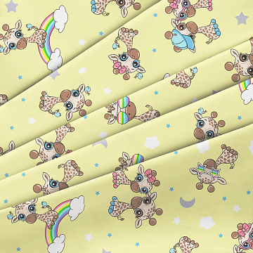 Фланель 90 см наб 64024-3 Радужные жирафики желтый