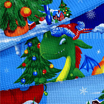 Полотно вафельное 150 см 29213-1 Веселые драконы