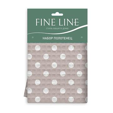 Комплект вафельных полотенец Fine Line 62040-2 Белый горох на бежевом