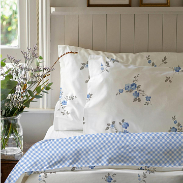 Подушка Fine Line с кантом, коллекция Прованс, дизайн Флокс, лебяжий пух, перкаль