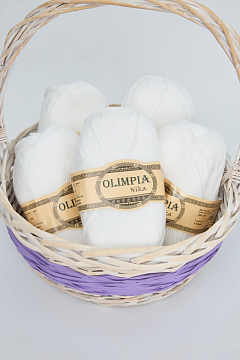 Пряжа для ручного вязания Olimpia Nika цв.G1 белая 5шт*100г