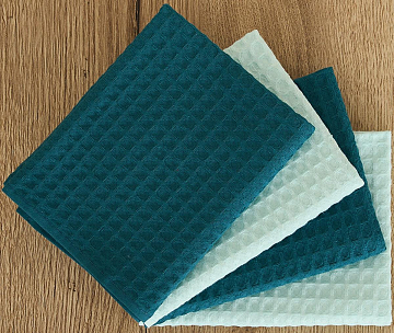 Комплект вафельных полотенец FLOOX бордюр Адель, ментол/адриатика