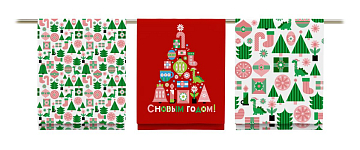 Полотно вафельное 150 см 29216-2 Новогодняя мозаика